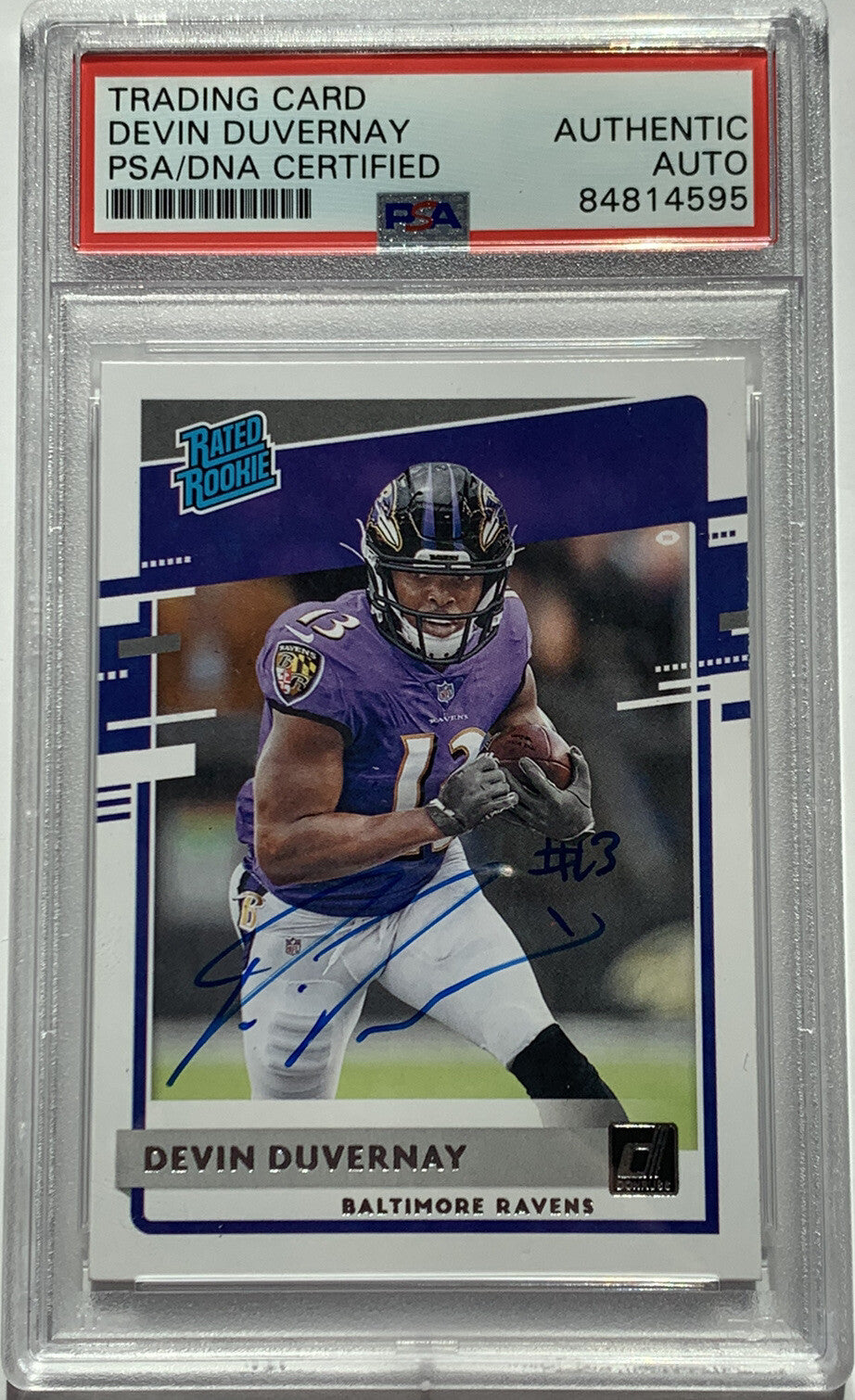 Devin Duvernay Signed 2020 Donruss Rated Rookie RC PSA/DNA Autographed Ravens