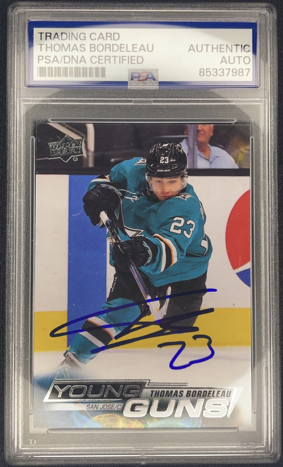Thomas Bordeleau Signed 2022-23 Young Guns RC PSA/DNA Encapsulated Autographed