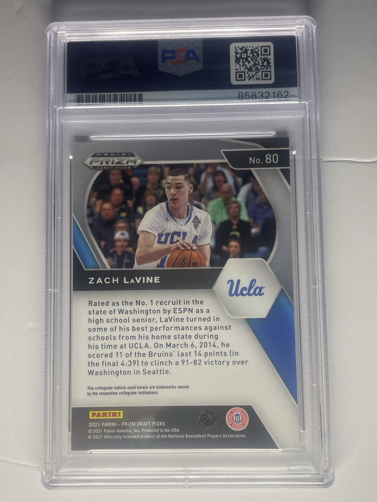 Zach Lavine Signed 2021 Prizm Draft Picks PSA/DNA #80 Autographed UCLA Bruins