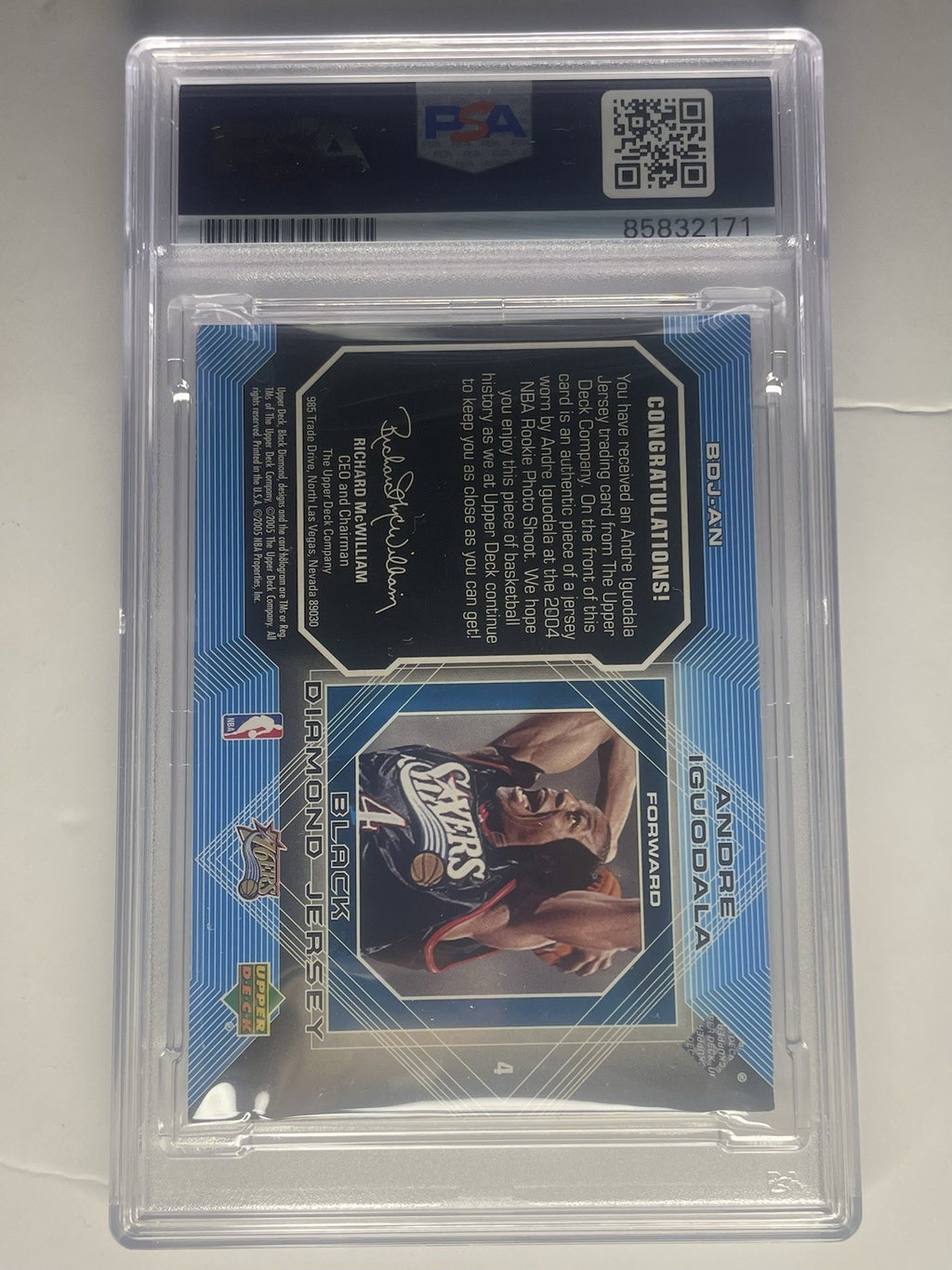 Andre Iguodala Signed 2004 UD Black Diamond Jersey PSA/DNA Rookie RC #BDJAN