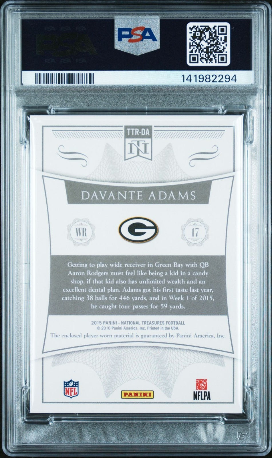 Davante Adams Signed 2015 National Treasures Tremendous Treasures PSA Auto 10