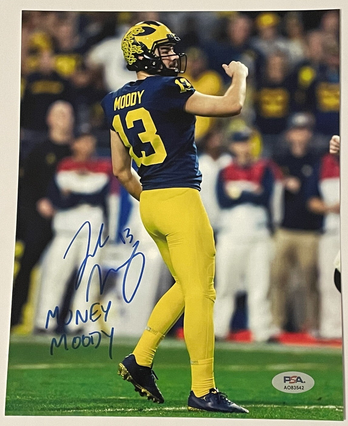 Jake Moody Signed 8x10 Photo PSA/DNA Autographed Michigan Wolverines Money Moody