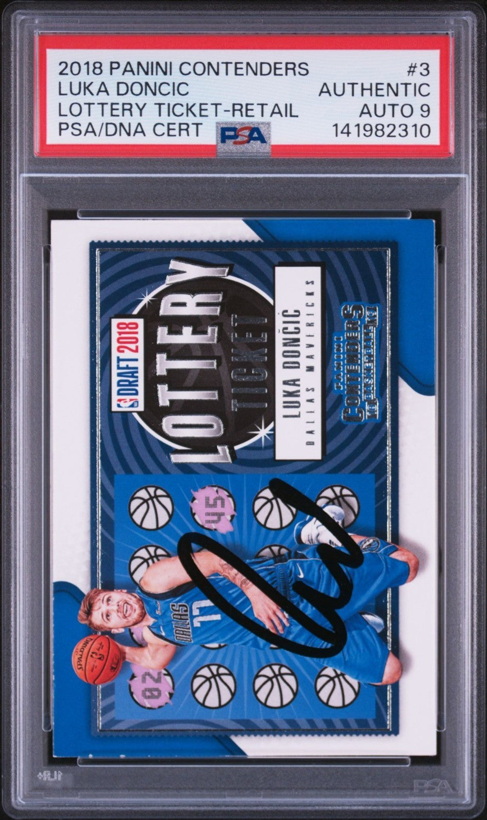 Luka Doncic Signed 2018 Panini Contenders Lottery Ticket PSA/DNA Auto 9 #3 RC