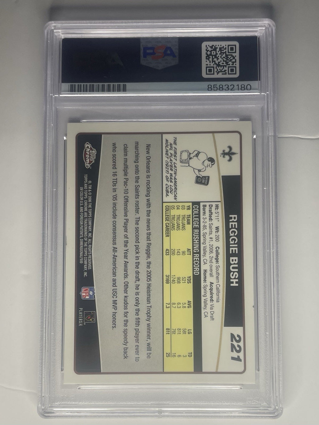 Reggie Bush Signed 2006 Topps Chrome PSA/DNA Rookie Card RC #221 Autographed