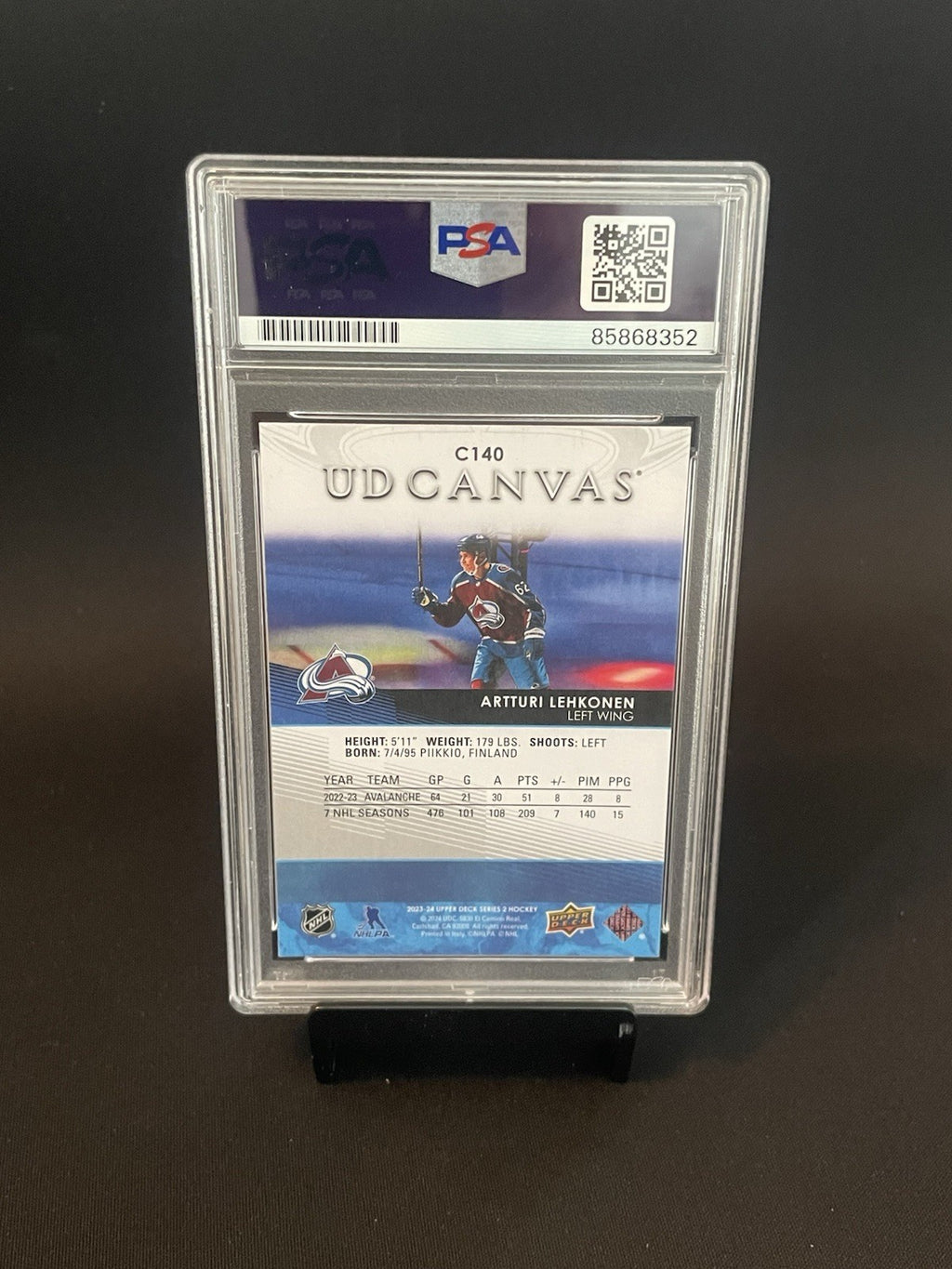 Artturi Lehkonen Signed 2023 Canvas #C140 PSA Autographed Colorado Avalanche
