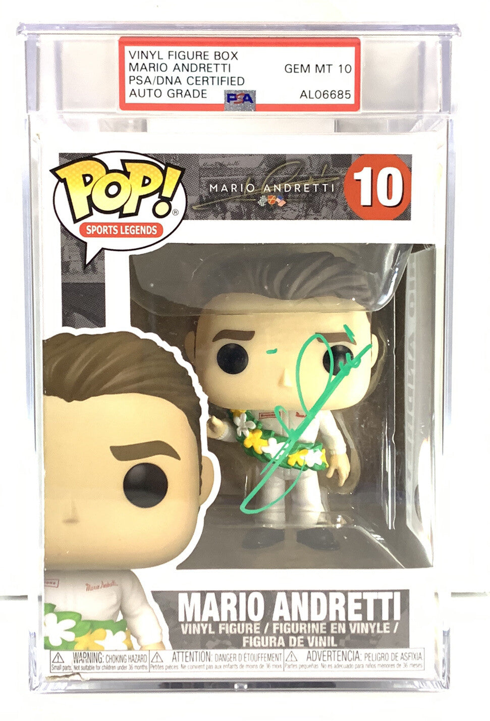 Mario Andretti Signed Funko POP PSA/DNA Auto 10 Encapsulated Autographed Racing