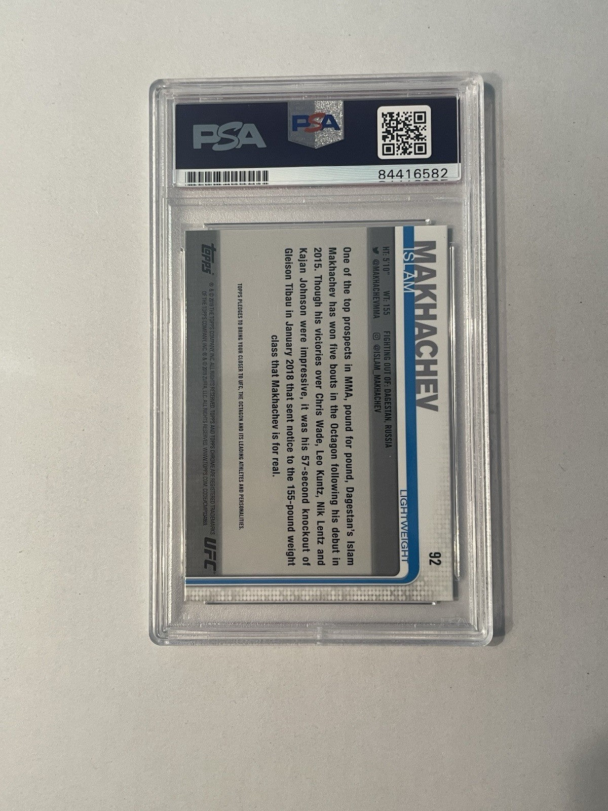 Islam Makhachev Signed 2019 Topps Chrome PSA/DNA Auto Rookie Card RC #92