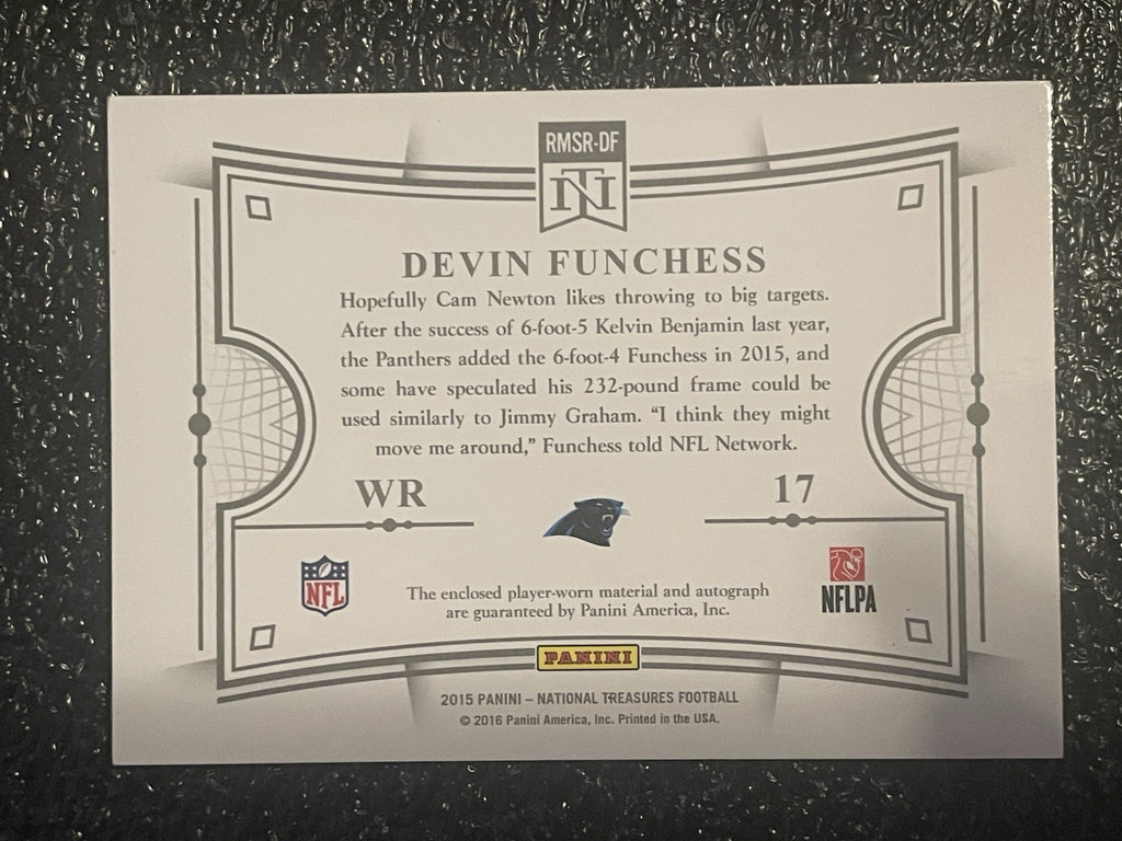 Devin Funchess 2015 Panini National Treasures NT Patch Auto 98/99 RPA