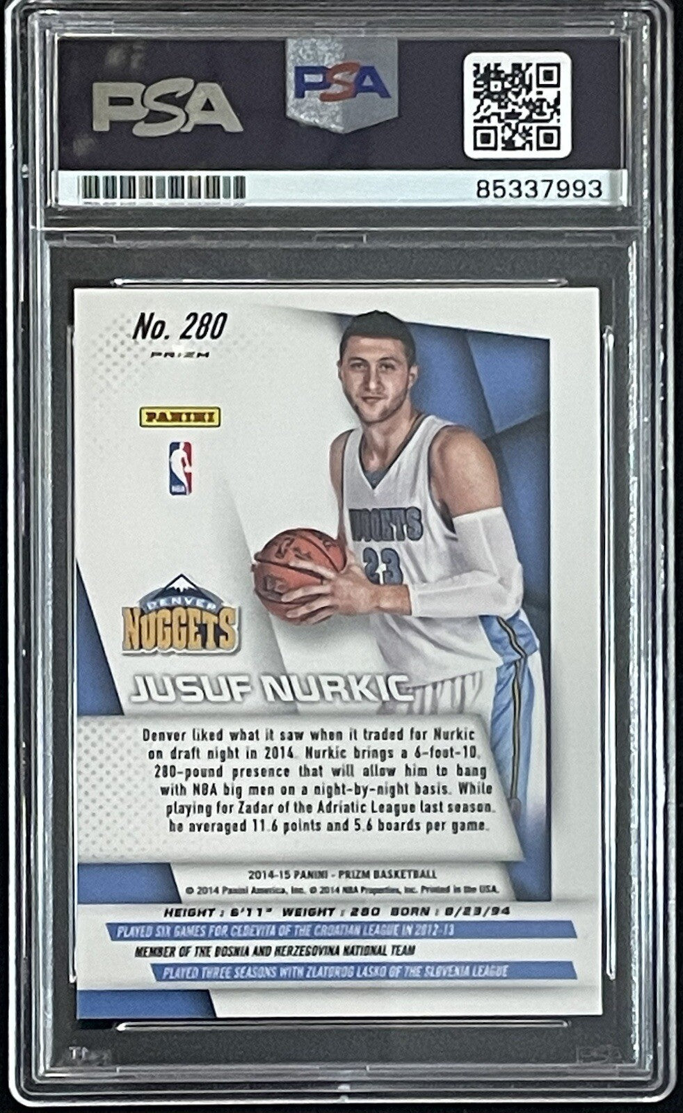 Jusuf Nurkic Signed 2014-15 Blue Mojo Prizm RC #280 PSA/DNA Autographed Card