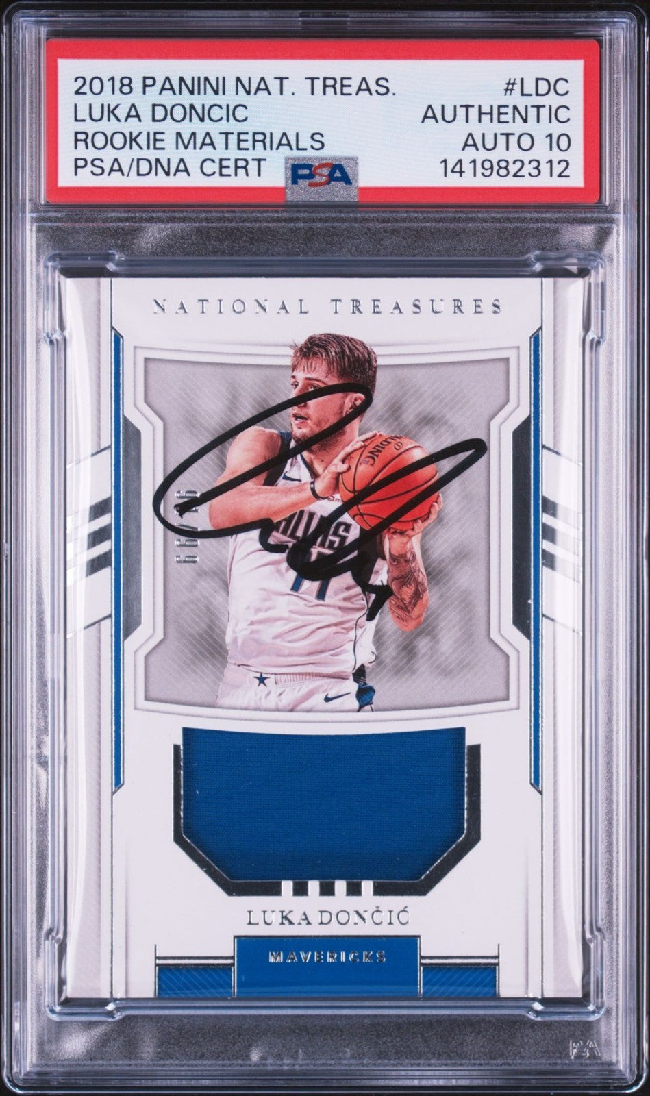 Luka Doncic Signed 2018 Panini National Treasures Rookie Materials PSA Auto 10