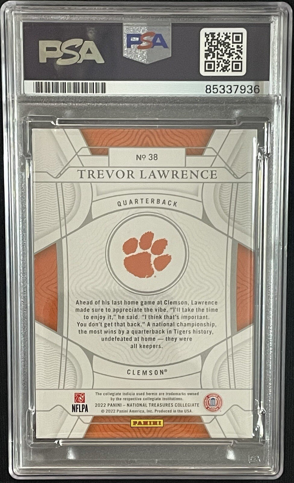 Trevor Lawrence Signed 2022 Panini National Treasures NT #38 PSA/DNA Autographed