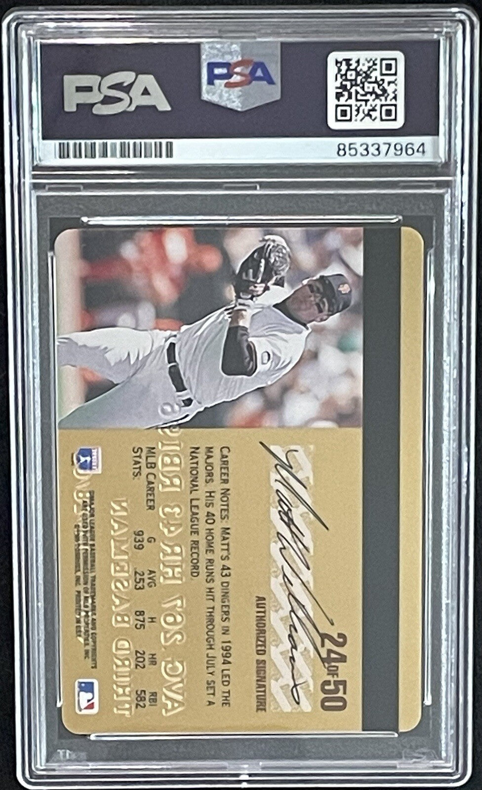 Matt Williams Signed Studio Gold #24 PSA/DNA Autographed Encapsulated SF Giants