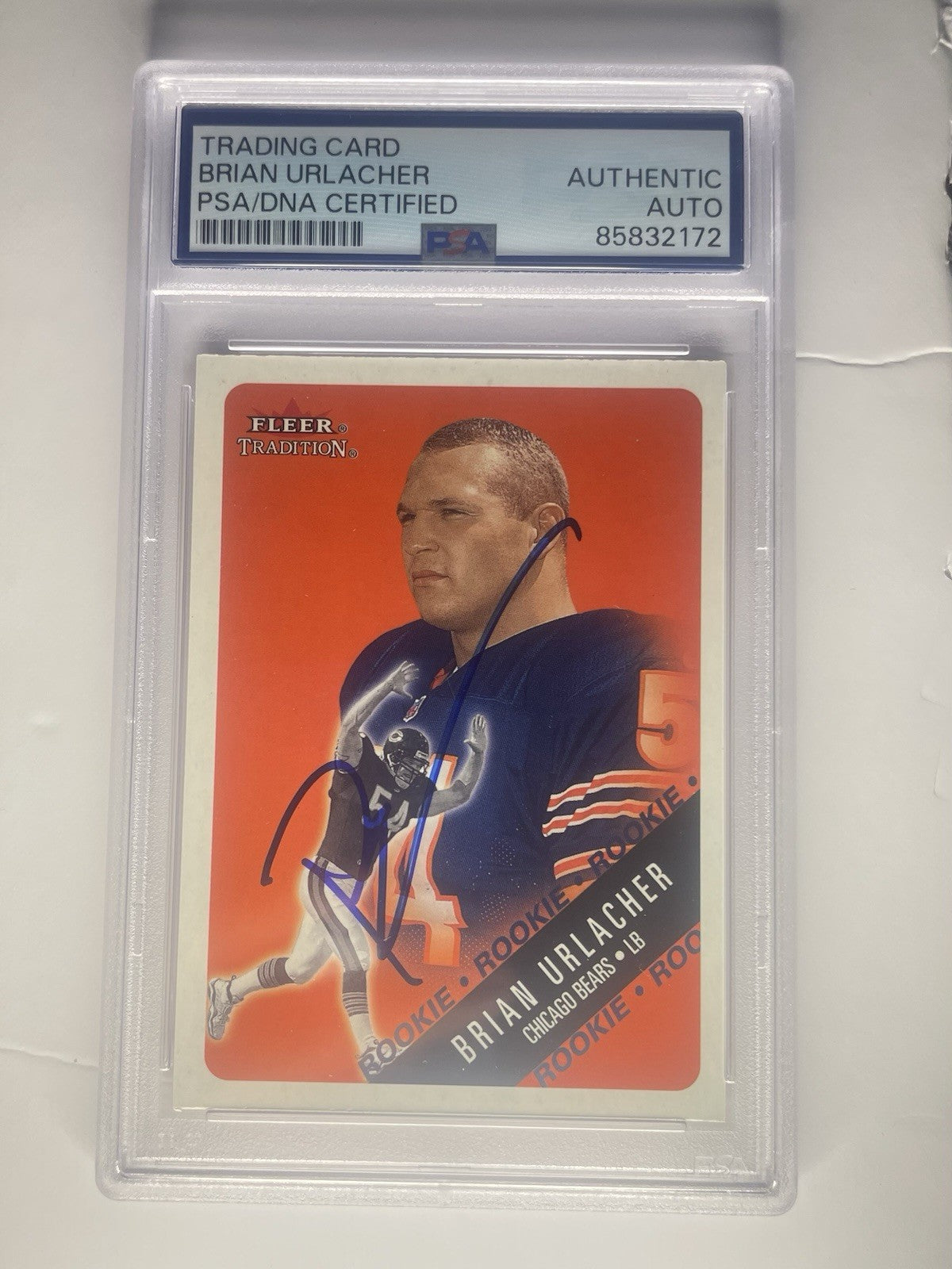 Brian Urlacher Signed 2000 Fleer Tradition Glossy Rookie Card RC PSA/DNA #309