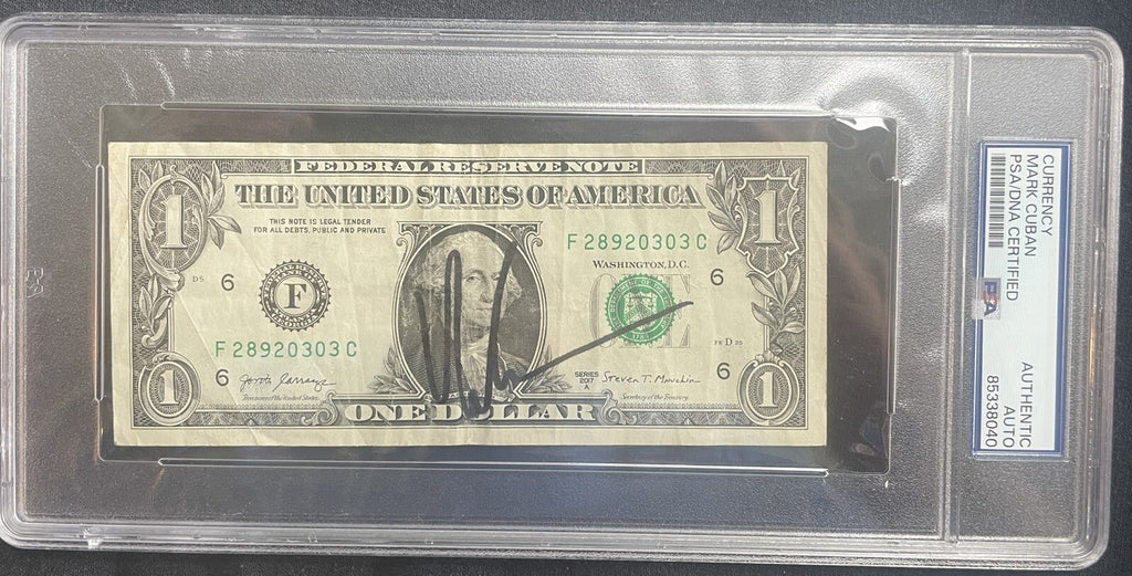 Mark Cuban Signed $1 Dollar Bill PSA/DNA Autographed Shark Tank Mavs Slabbed