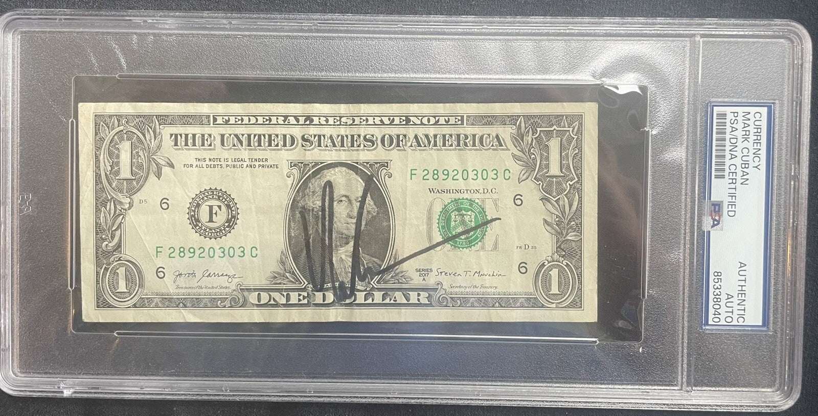 Mark Cuban Signed $1 Dollar Bill PSA/DNA Autographed Shark Tank Mavs Slabbed