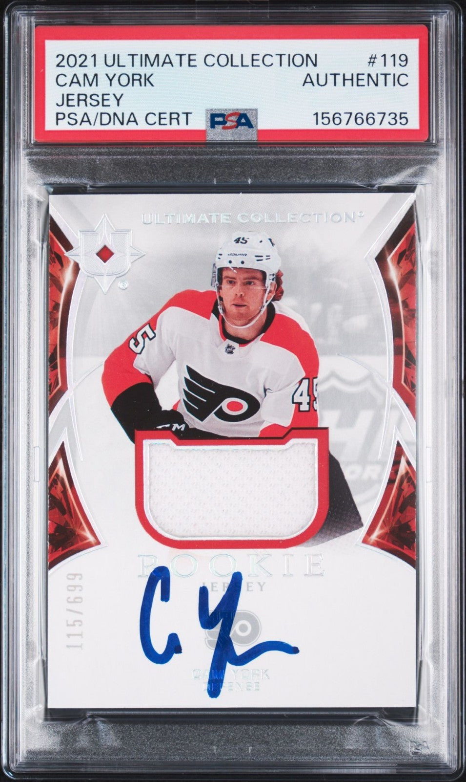 Cam York Signed 2021 UD Ultimate Collection PSA Patch Auto Rookie RC RPA #119
