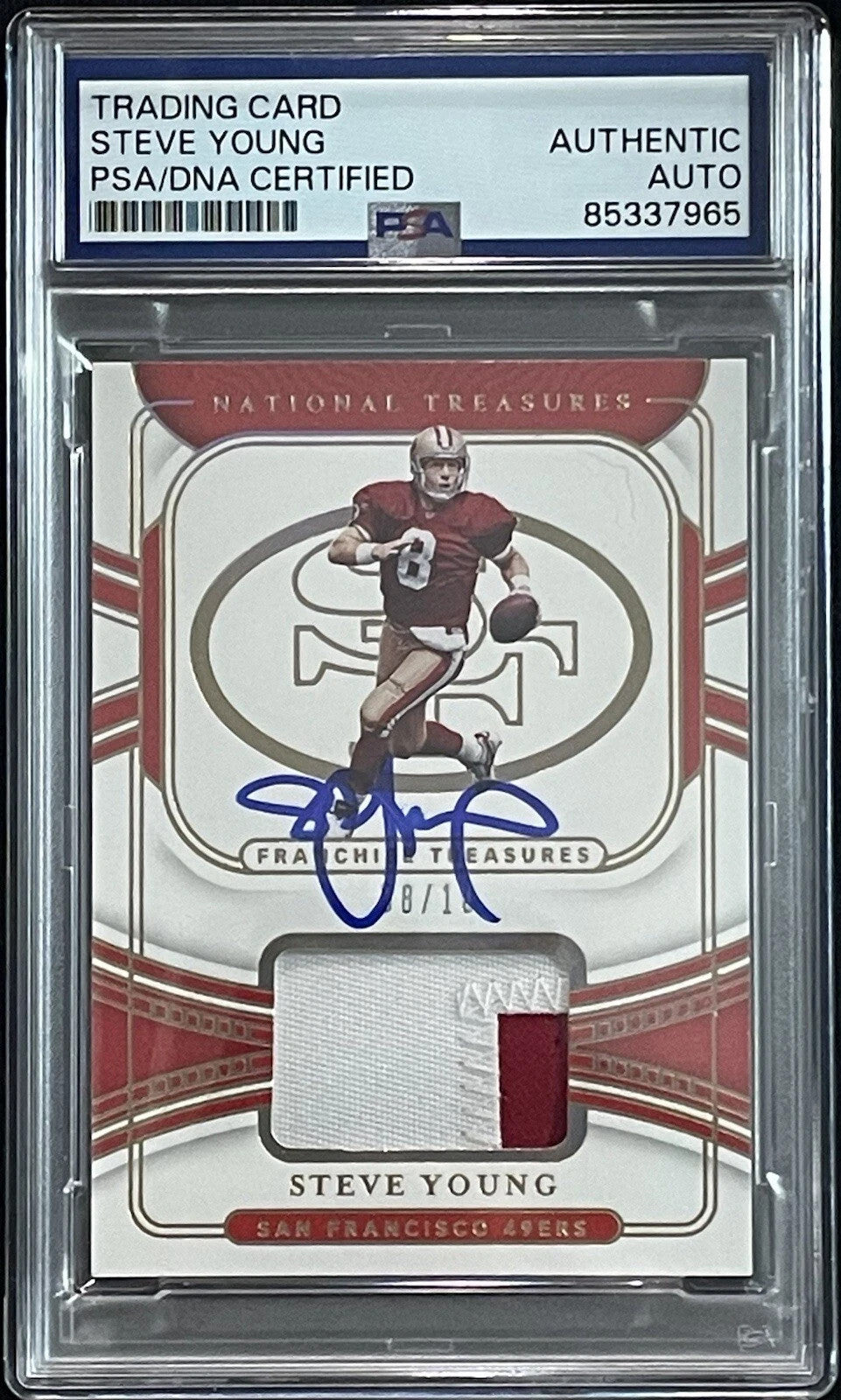 Steve Young Signed 2021 Panini National Treasures #FT-SY Card 8/10 PSA/DNA Auto