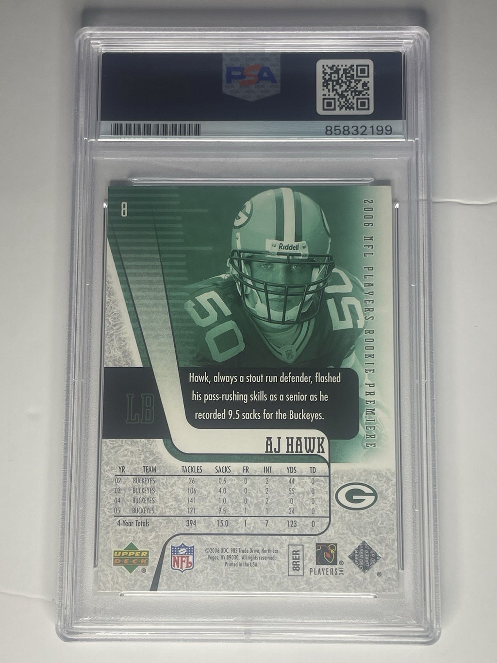 AJ Hawk Signed 2006 Upper Deck PSA/DNA NFL Players Rookie Premiere Card RC #8