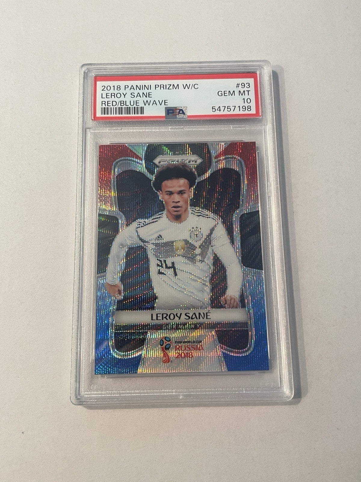 2018 Panini Prizm World Cup Leroy Sane Red Blue Wave Refractor PSA 10 GEM MT #93