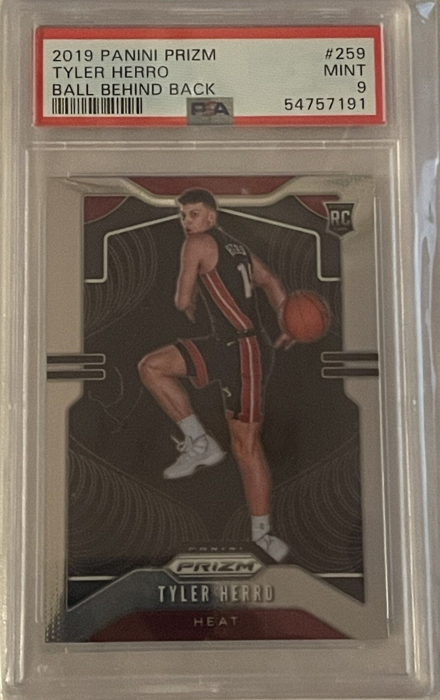 2019 Panini Prizm Tyler Herro RC Ball Behind Back SP Rookie #259 PSA 9