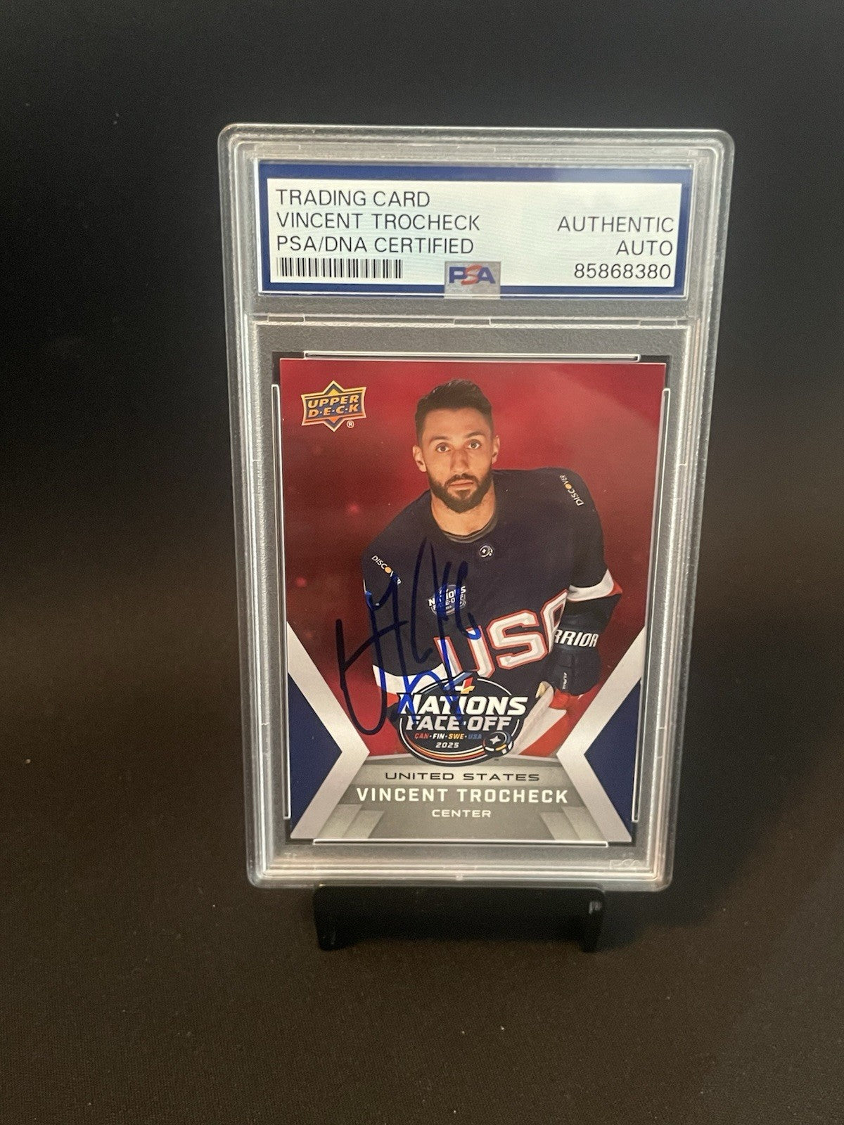 Vincent Trocheck Signed 2025 4 Nations Face-Off Card #8 PSA Auto United States