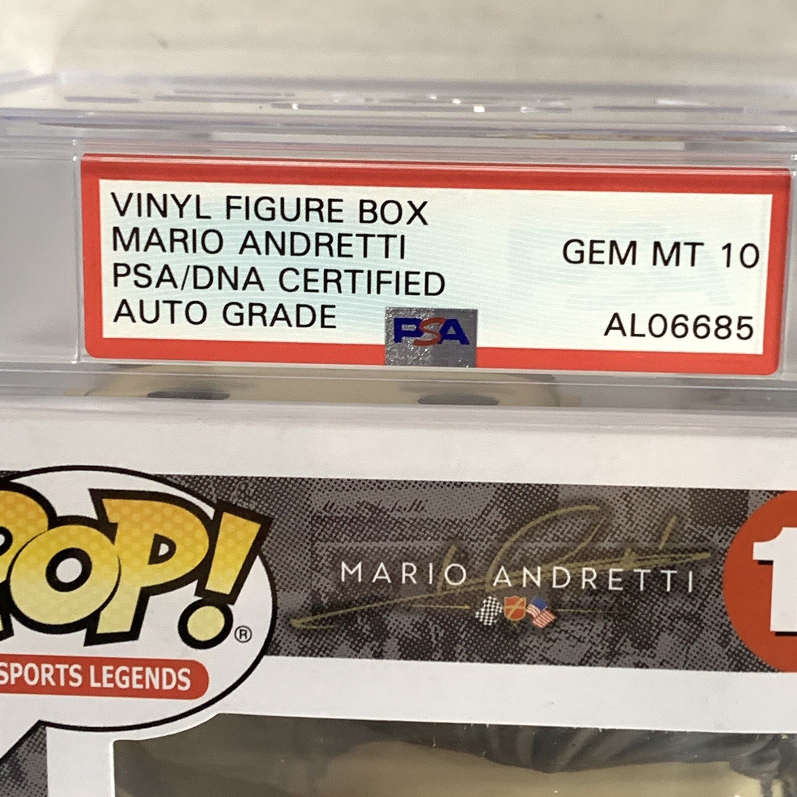 Mario Andretti Signed Funko POP PSA/DNA Auto 10 Encapsulated Autographed Racing