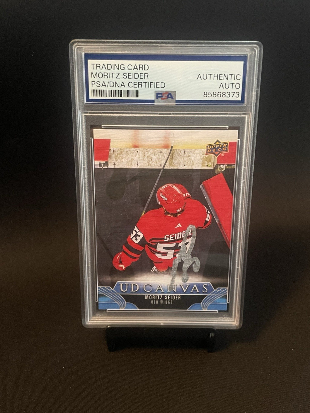 Moritz Seider Signed 2023 Canvas #C151 PSA/DNA Autographed Detroit Red Wings