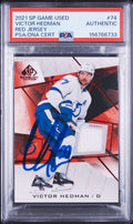 Victor Hedman Signed 2021 SP Game Used Red Jersey #74 PSA/DNA Patch Auto