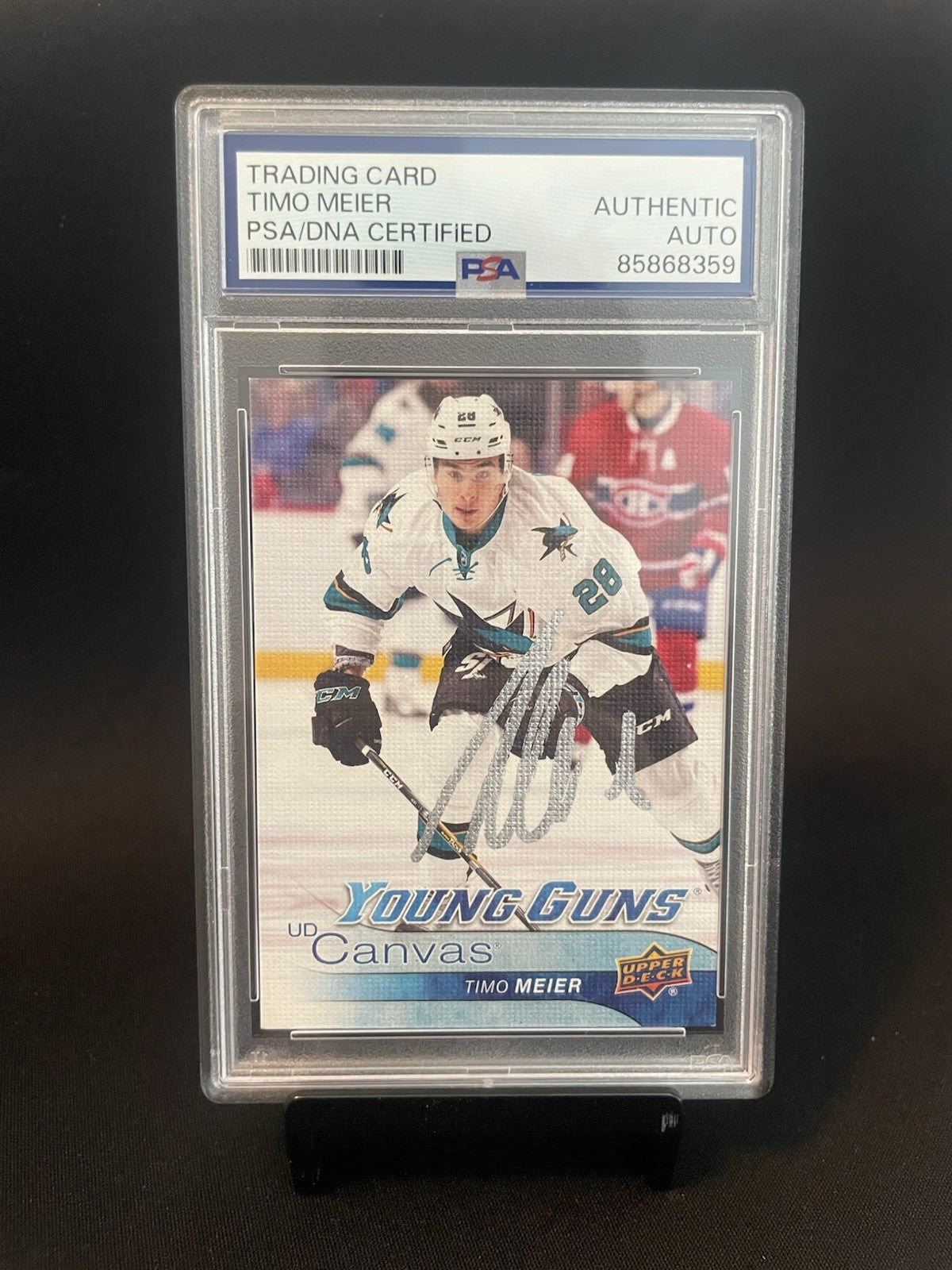 Timo Meier Signed 2016 UD Canvas Young Guns PSA/DNA Rookie RC #C225 Autographed