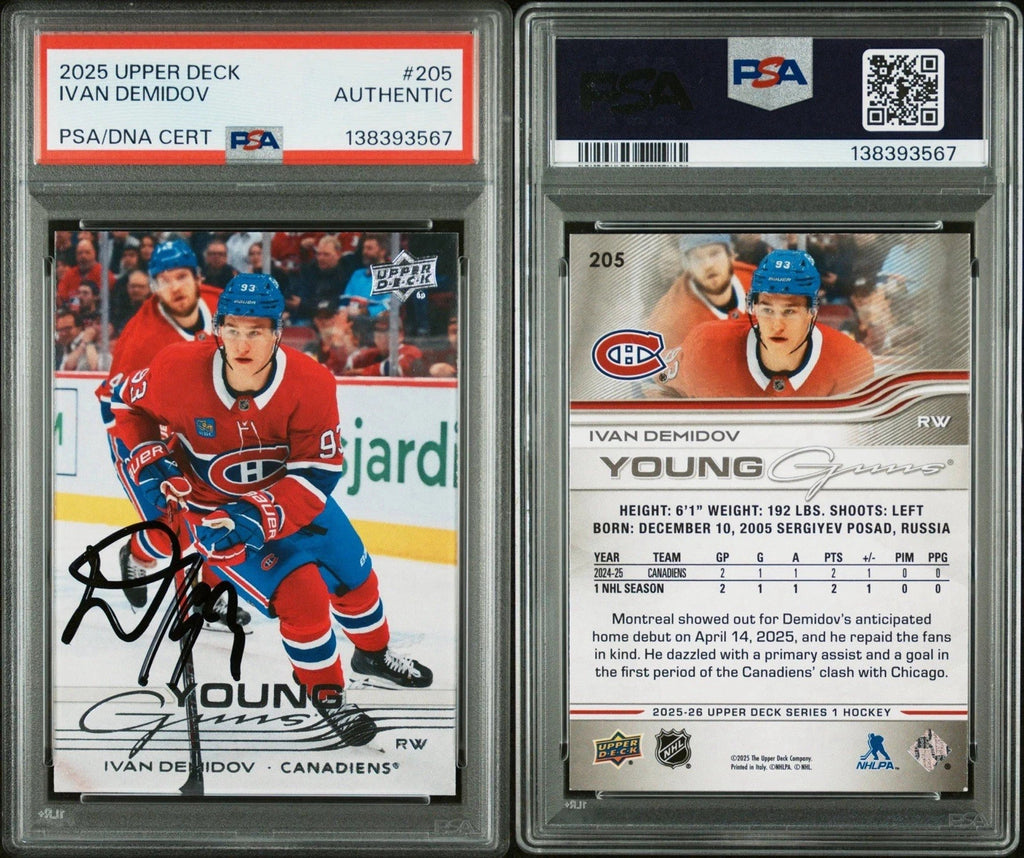 Ivan Demidov Signed 2025-26 UD Young Guns PSA/DNA Rookie Auto Card RC Rare