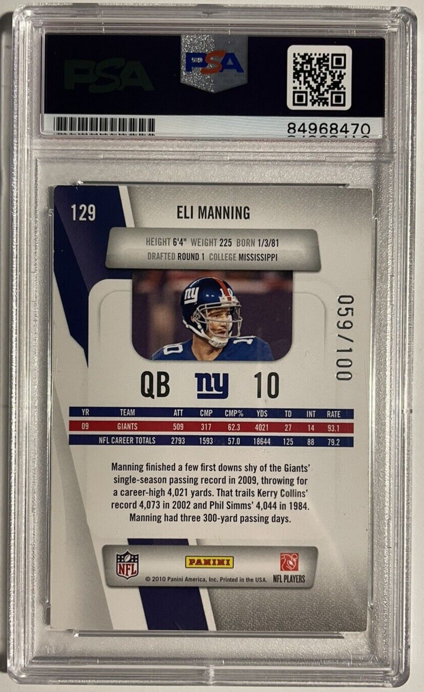 Eli Manning Signed 2010 Panini Prestige Xtra Points #059/100 PSA/DNA Autographed