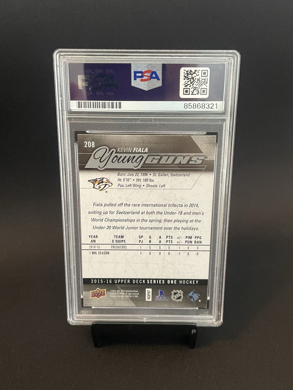 Kevin Fiala Signed 2015 Young Guns PSA Rookie RC Autographed Predators