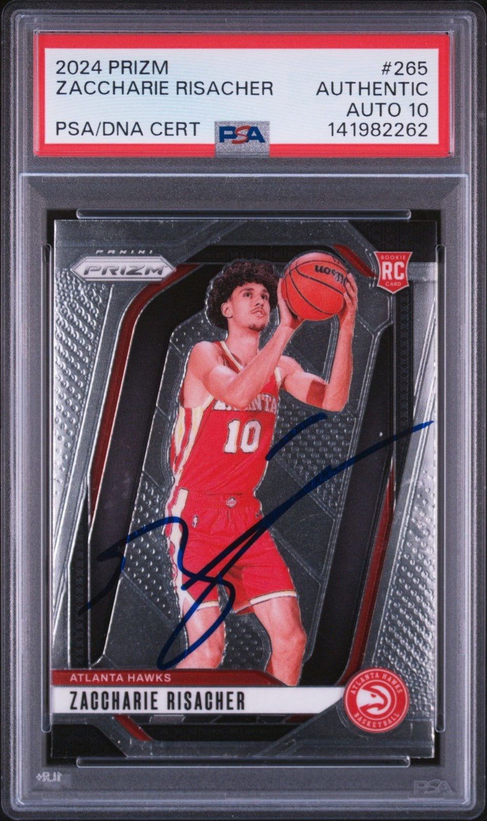 Zaccharie Risacher Signed 2024 Prizm PSA/DNA Auto 10 #265