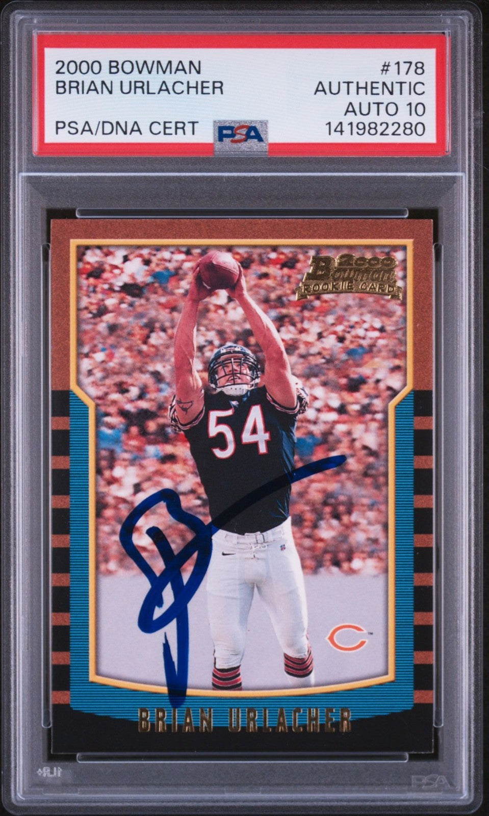 Brian Urlacher Signed 2000 Bowman Rookie Card RC PSA Auto 10 #178