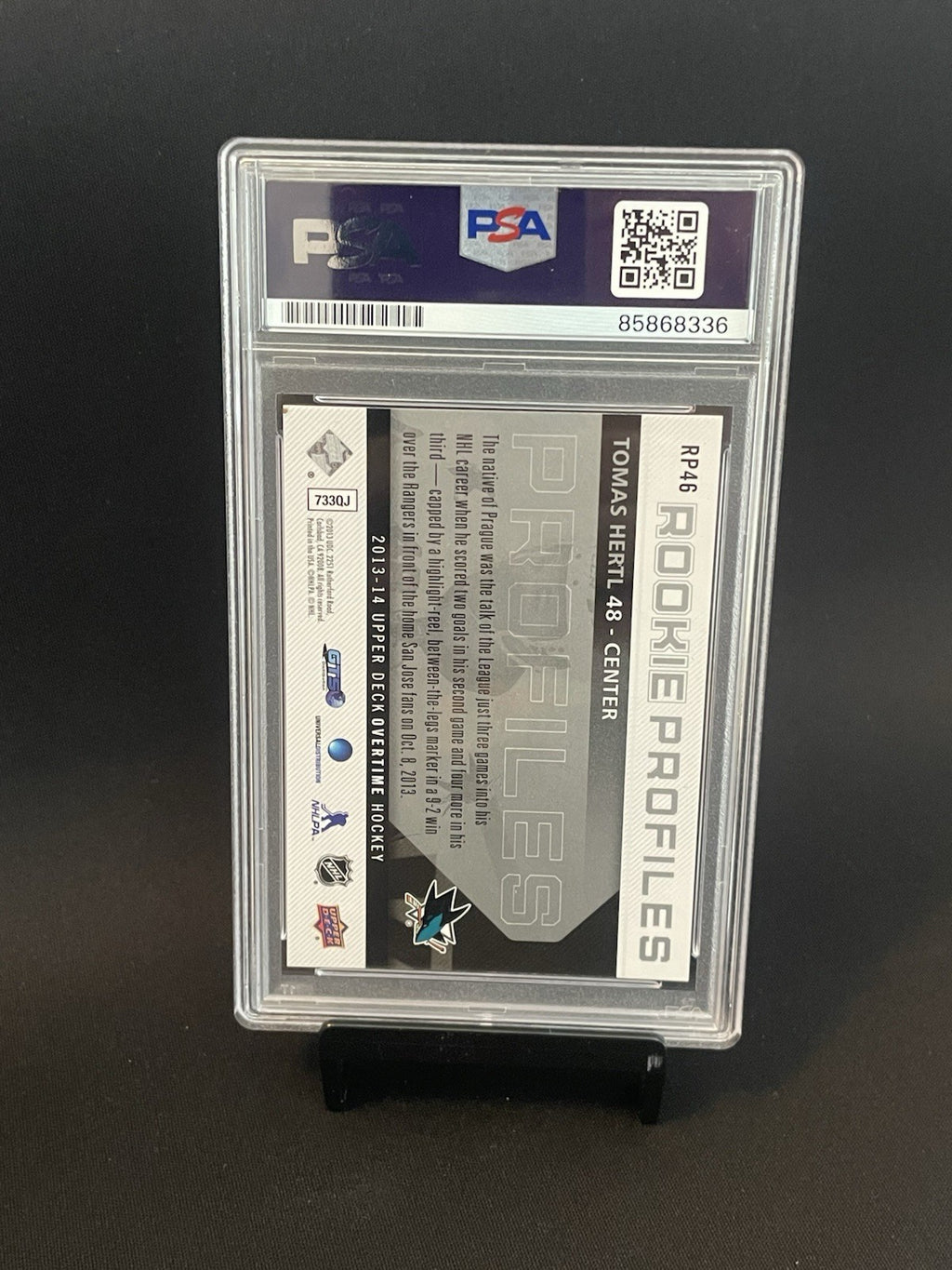 Tomas Hertl Signed 2013 UD Rookie Profiles Card PSA Auto 10 #RP46 RC Sharks