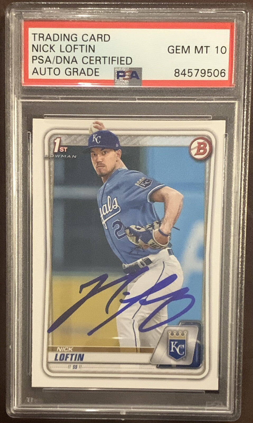 Nick Loftin Signed 2020 1st Bowman RC PSA/DNA PSA 10 Auto Autographed #BD-14