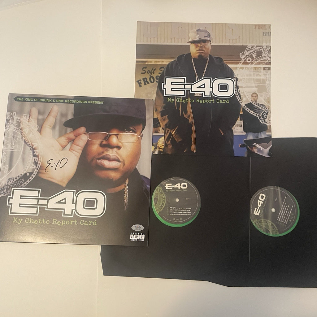 E-40 Signed My Ghetto Report Card LP Vinyl PSA/DNA COA Autographed Album