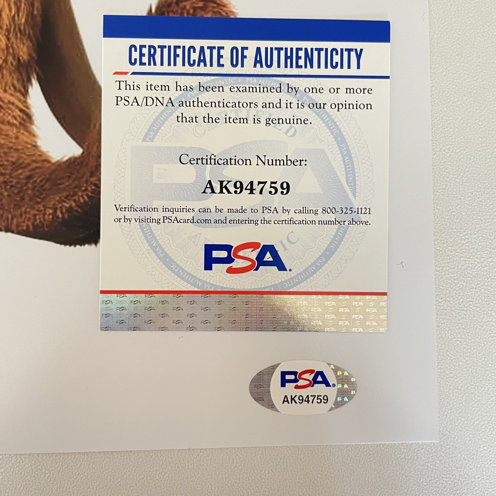 Ray Romano Signed Ice Age Manny The Mammoth 8x10 Photo PSA/DNA COA Autographed