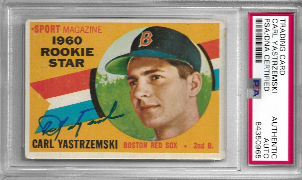 Carl Yastrzemski Signed 1960 Topps PSA/DNA Encapsulated Red Sox Autographed Yaz