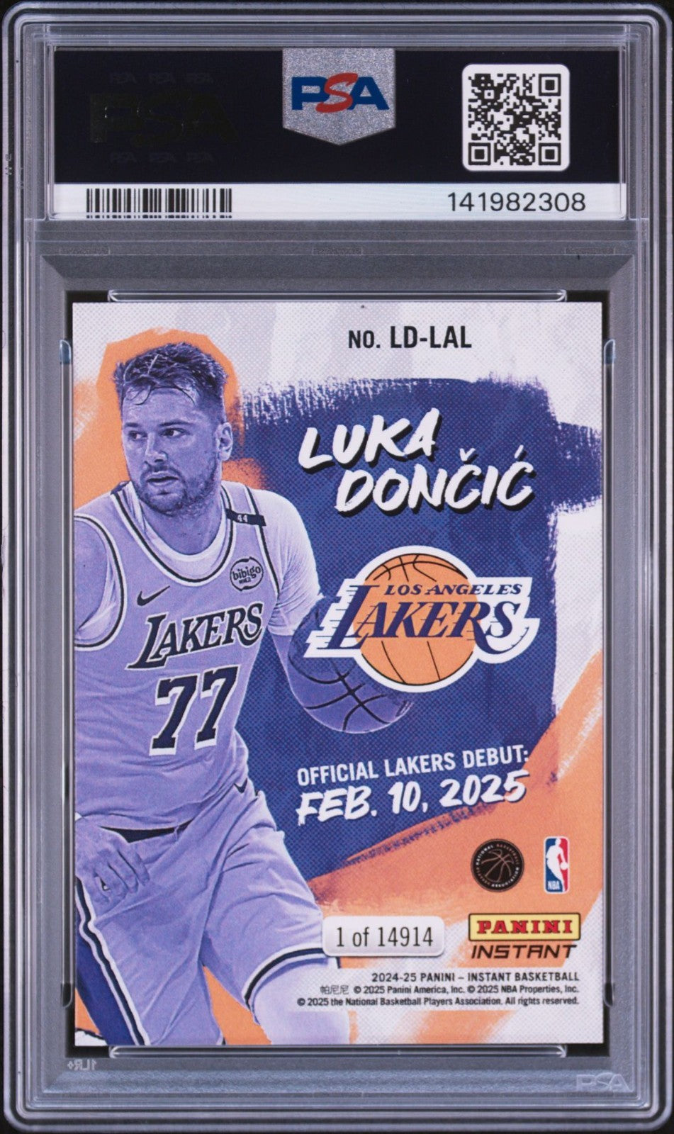 Luka Doncic Signed 2024 Panini Instant PSA/DNA Auto 10 #LDLAL Lakers Debut