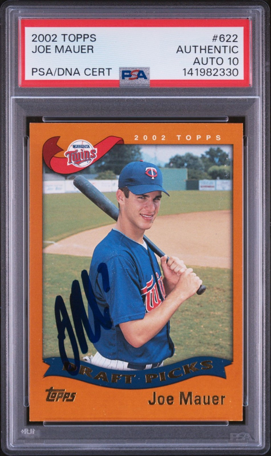 Joe Mauer Signed 2002 Topps Rookie RC PSA/DNA Auto 10 #622 Minnesota Twins