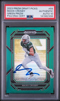 Maxx Crosby Signed 2023 Panini Prizm Draft Picks Green Prizm PSA/DNA Auto 10 #93