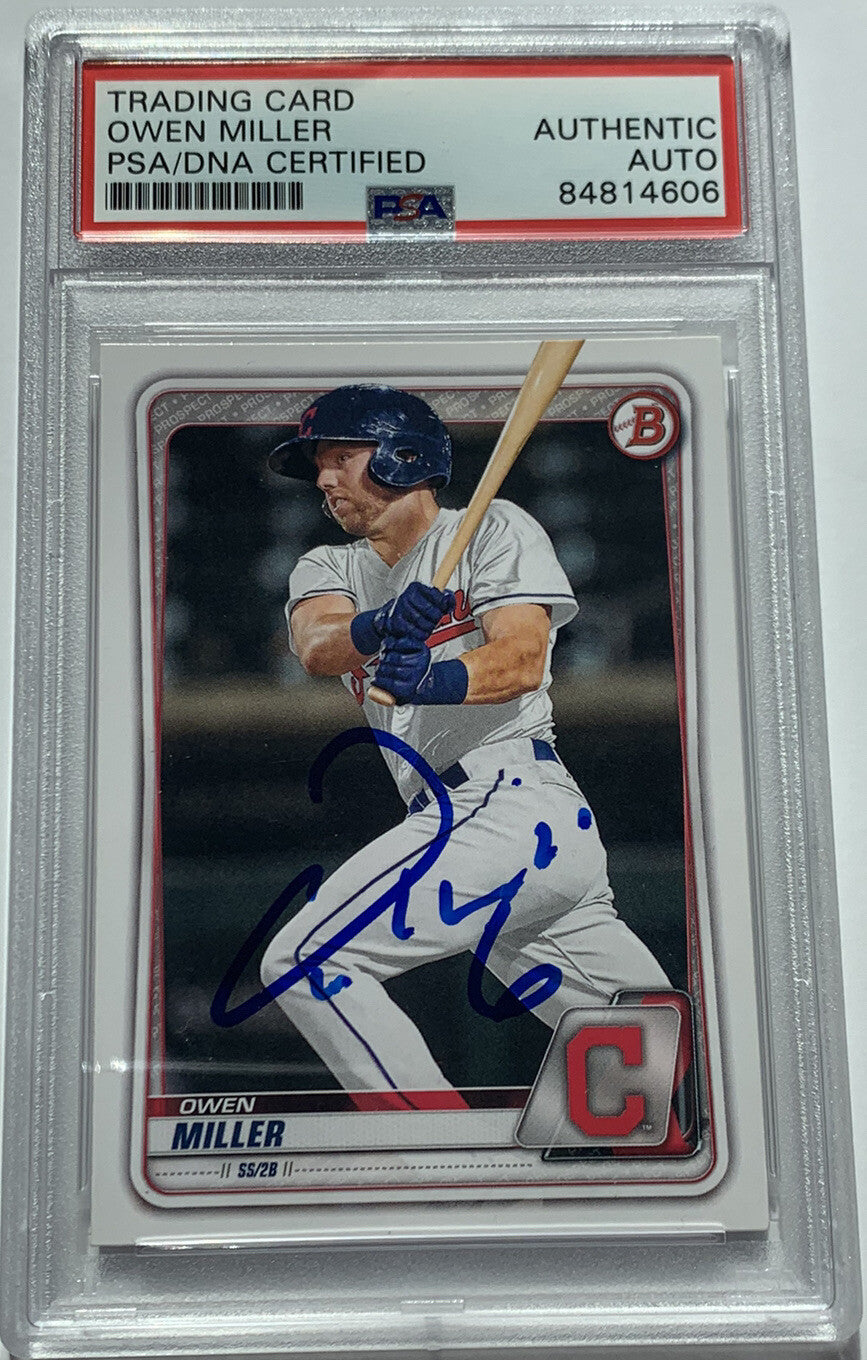 Owen Miller Signed 2020 Bowman #BD-159 PSA/DNA Indians Guardians Autographed