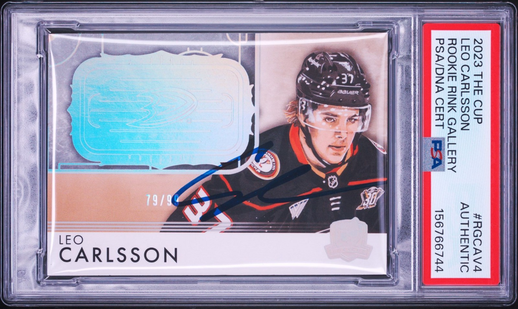 Leo Carlsson Signed 2023 UD The Cup Rookie Rink Gallery PSA/DNA Auto #RGCAV4 /99