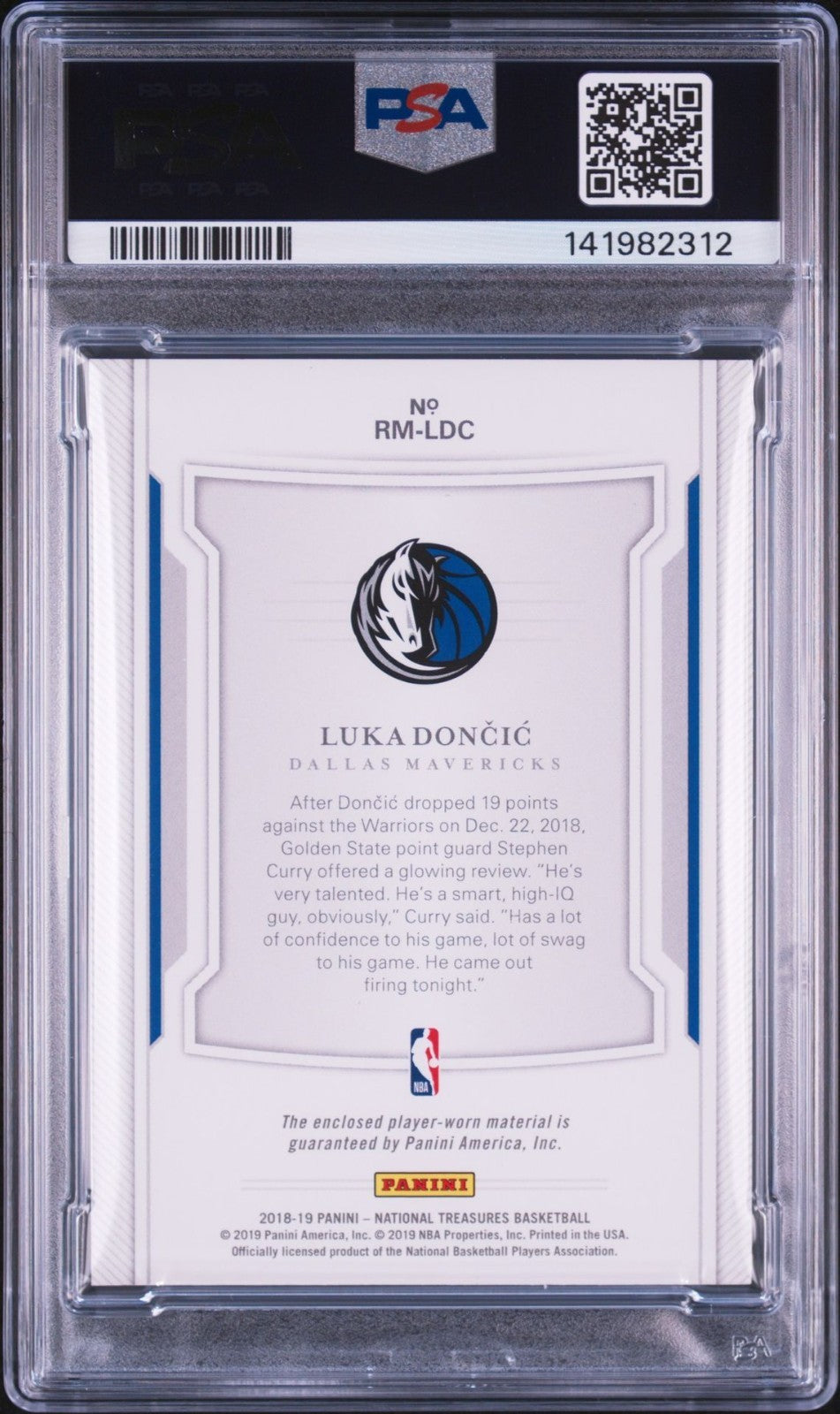 Luka Doncic Signed 2018 Panini National Treasures Rookie Materials PSA Auto 10