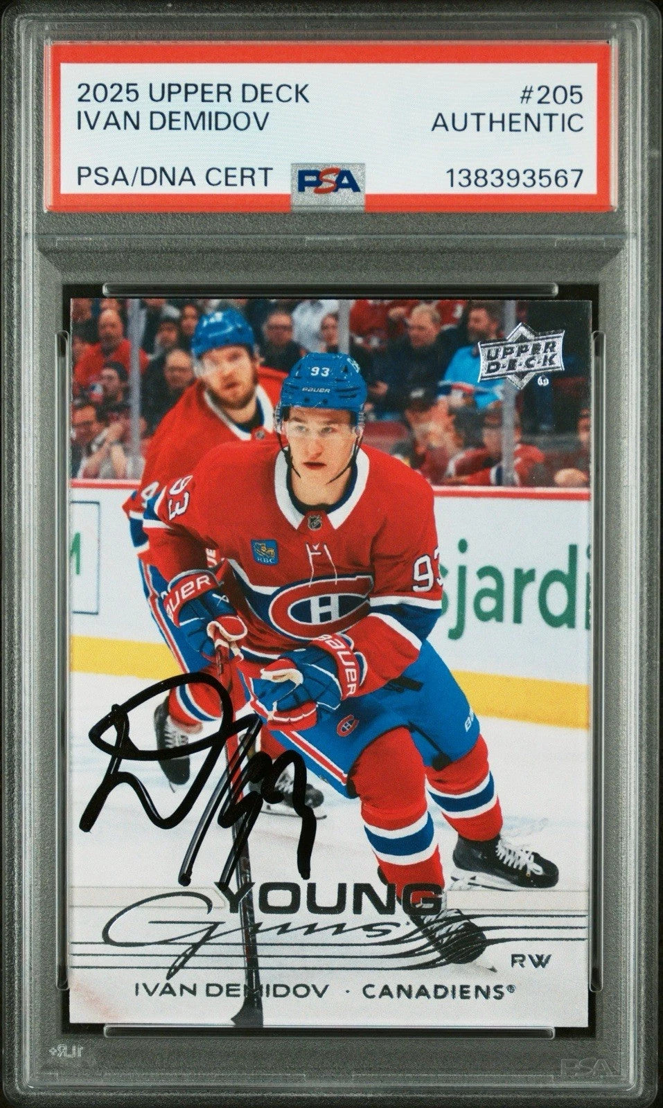 Ivan Demidov Signed 2025-26 UD Young Guns PSA/DNA Rookie Auto Card RC Rare