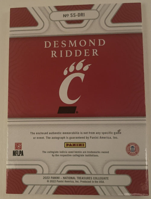2022 Collegiate National Treasures Desmond Ridder 33/99 Silhouette Signatures RC