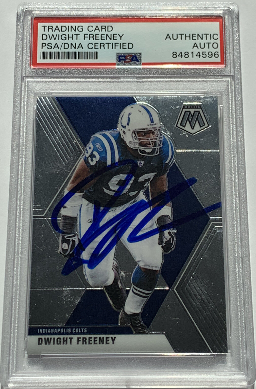 Dwight Freeney Signed 2020 Panini Mosaic PSA/DNA Autographed Colts #94 Indy