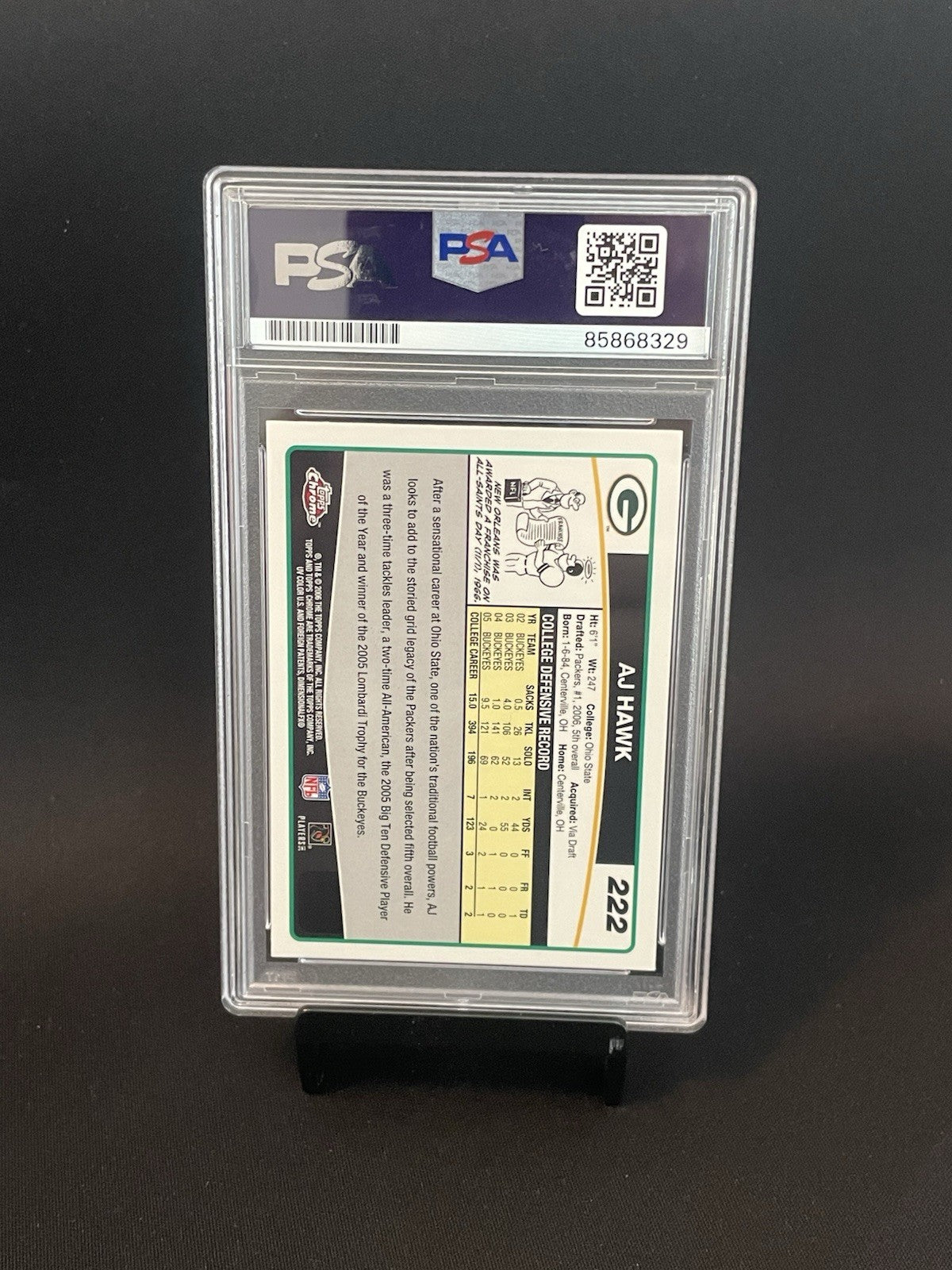 AJ Hawk Signed 2006 Topps Chrome PSA/DNA Auto Rookie Card RC #222 Packers