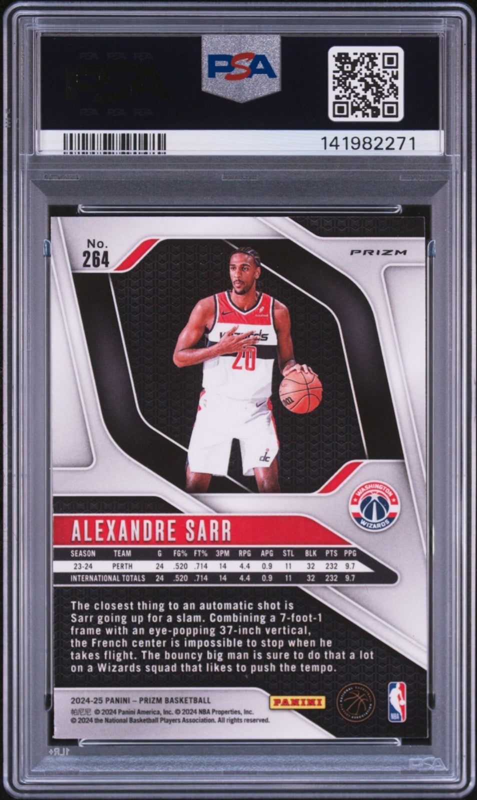 Alexandre Sarr Signed 2024 Prizm Ruby Wave PSA/DNA Auto 10 #264